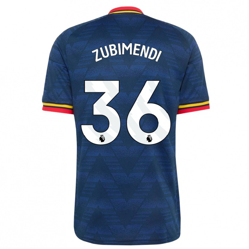 Danxen Kinderen Martín Zubimendi #36 Middernachtblauw Geel Rood Uitshirt Uittenue 2026/27 T-Shirt België