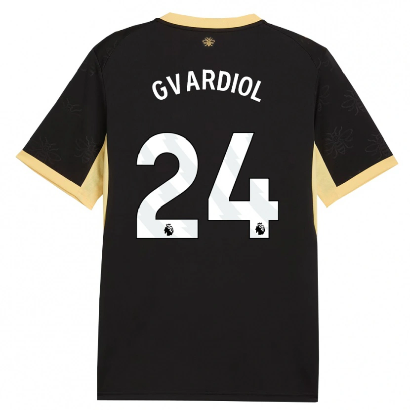 Danxen Kinderen Josko Gvardiol #24 Zwart Geel Uitshirt Uittenue 2026/27 T-Shirt België