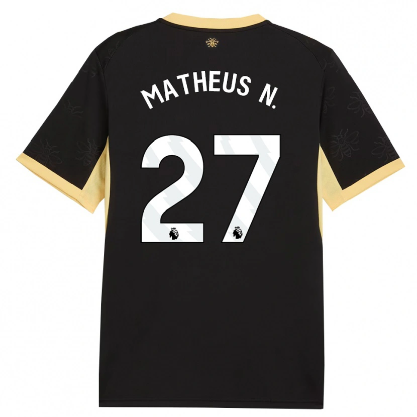 Danxen Kinderen Matheus Nunes #27 Zwart Geel Uitshirt Uittenue 2026/27 T-Shirt België