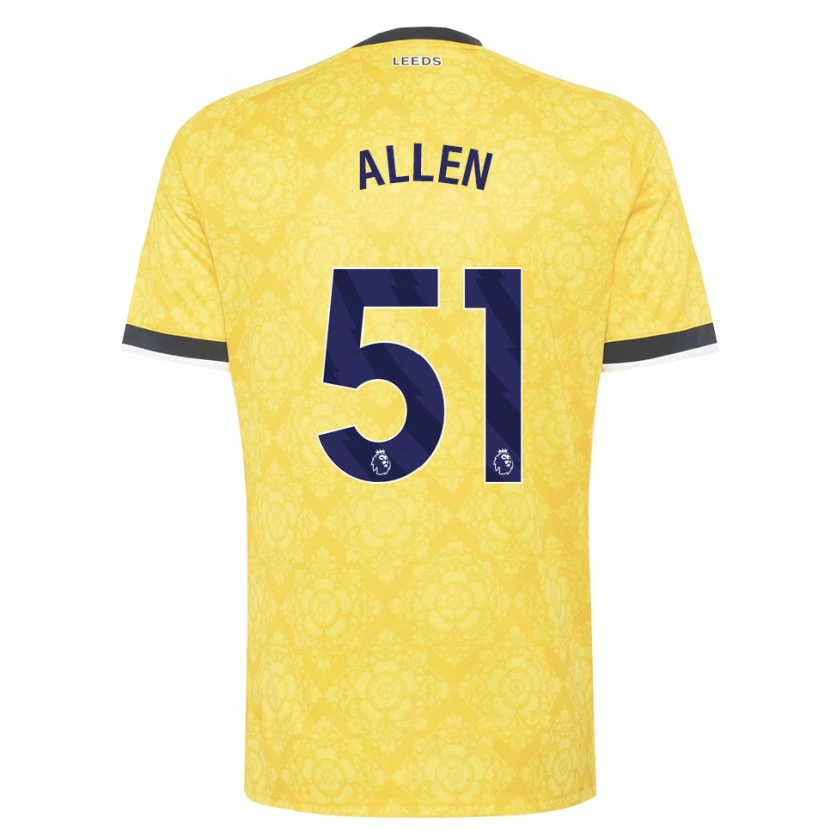 Danxen Kinderen Charlie Allen #51 Geel Wit Zwart Uitshirt Uittenue 2026/27 T-Shirt België