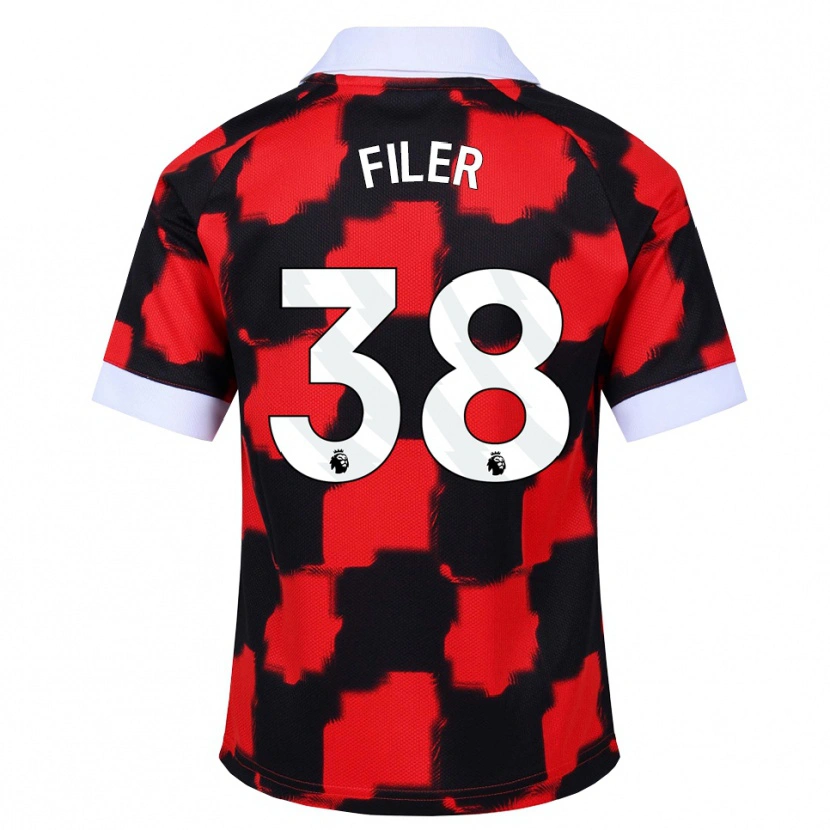 Danxen Kinderen Maddie Filer #38 Rood Wit Zwart Uitshirt Uittenue 2026/27 T-Shirt België