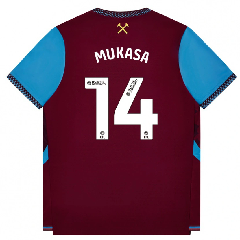 Danxen Heren Divine Mukasa #14 Bordeaux Korenbloemblauw Thuisshirt Thuistenue 2026/27 T-Shirt België