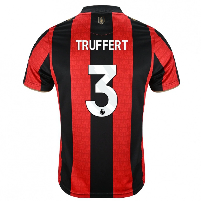 Danxen Heren Adrien Truffert #3 Goudgeel Rood Zwart Thuisshirt Thuistenue 2026/27 T-Shirt België