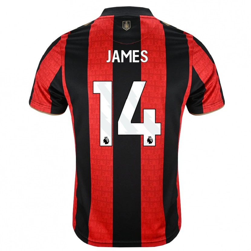 Danxen Heren Katie James #14 Goudgeel Rood Zwart Thuisshirt Thuistenue 2026/27 T-Shirt België