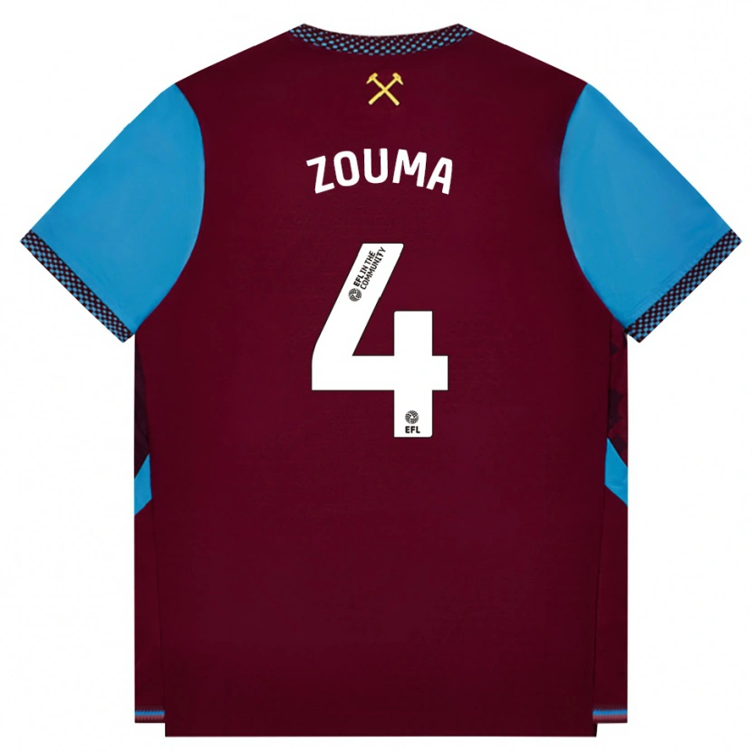 Danxen Heren Kurt Zouma #4 Bordeaux Korenbloemblauw Thuisshirt Thuistenue 2026/27 T-Shirt België