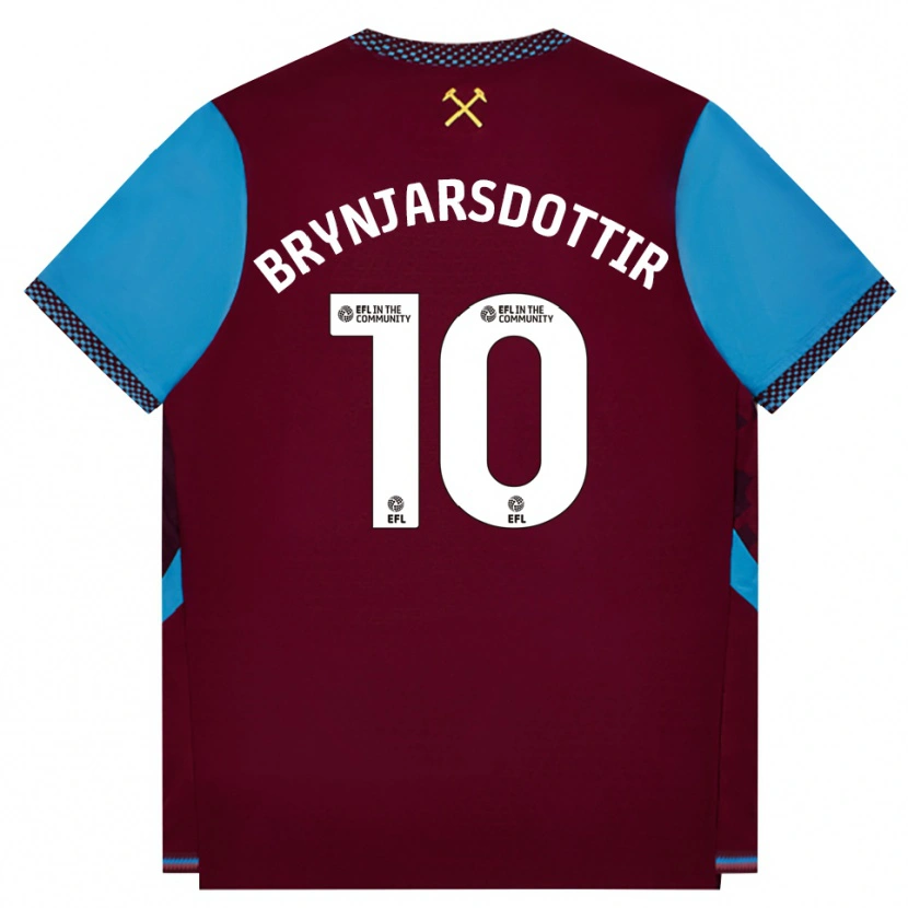 Danxen Heren Dagný Brynjarsdóttir #10 Bordeaux Korenbloemblauw Thuisshirt Thuistenue 2026/27 T-Shirt België