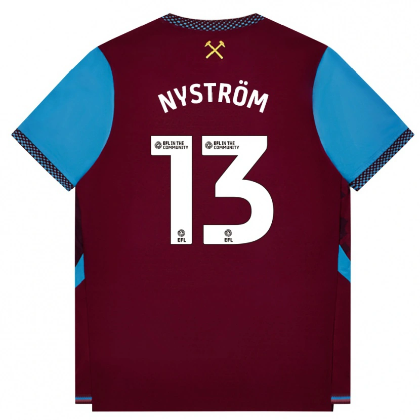 Danxen Heren Eva Nyström #13 Bordeaux Korenbloemblauw Thuisshirt Thuistenue 2026/27 T-Shirt België