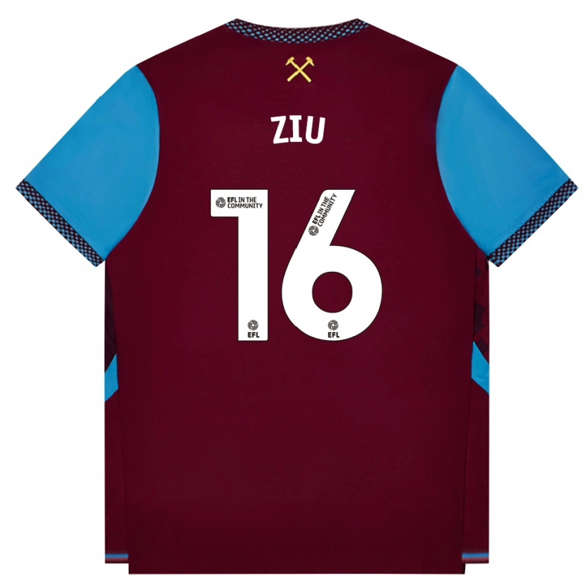 Danxen Heren Jessica Ziu #16 Bordeaux Korenbloemblauw Thuisshirt Thuistenue 2026/27 T-Shirt België