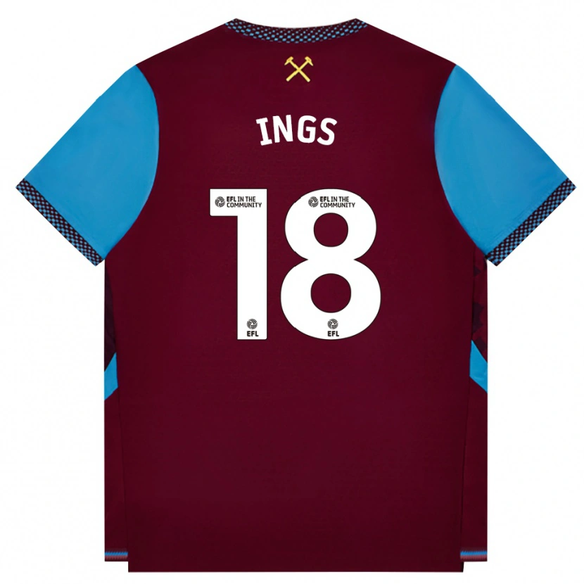 Danxen Heren Danny Ings #18 Bordeaux Korenbloemblauw Thuisshirt Thuistenue 2026/27 T-Shirt België