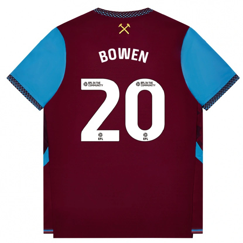 Danxen Heren Jarrod Bowen #20 Bordeaux Korenbloemblauw Thuisshirt Thuistenue 2026/27 T-Shirt België