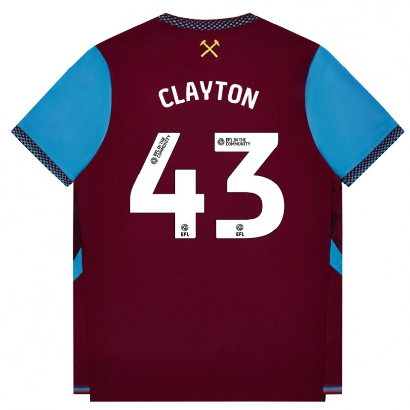Danxen Heren Regan Clayton #43 Bordeaux Korenbloemblauw Thuisshirt Thuistenue 2026/27 T-Shirt België
