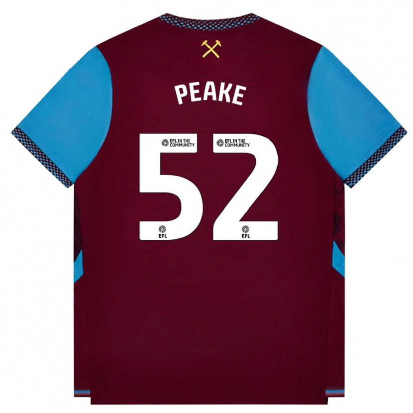 Danxen Heren Lennon Peake #52 Bordeaux Korenbloemblauw Thuisshirt Thuistenue 2026/27 T-Shirt België