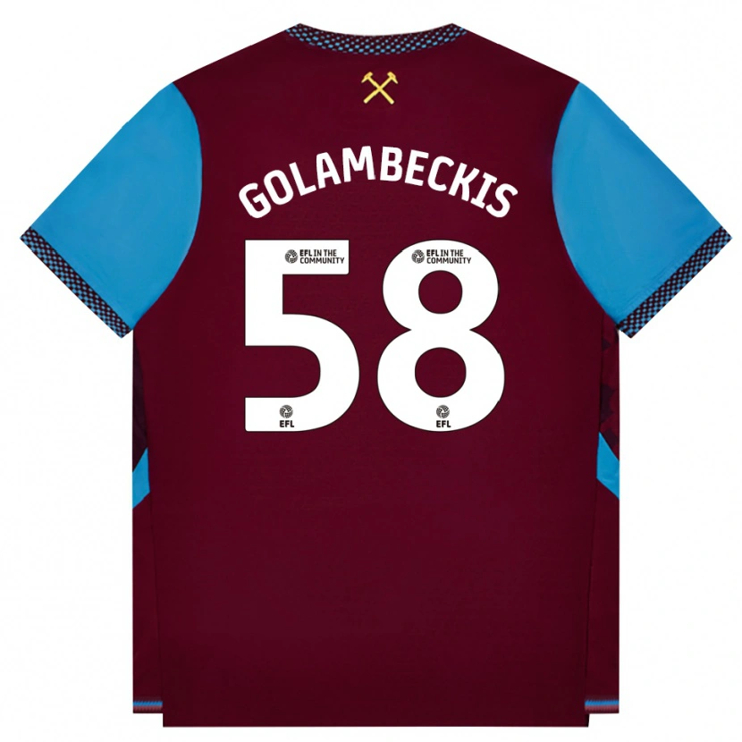 Danxen Heren Airidas Golambeckis #58 Bordeaux Korenbloemblauw Thuisshirt Thuistenue 2026/27 T-Shirt België