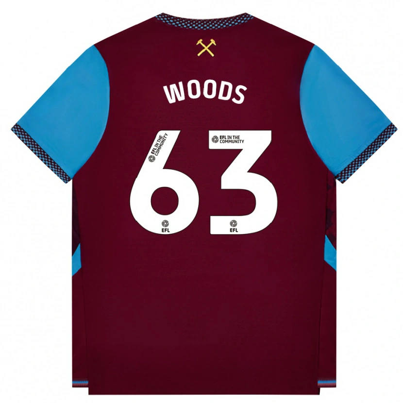 Danxen Heren Archie Woods #63 Bordeaux Korenbloemblauw Thuisshirt Thuistenue 2026/27 T-Shirt België