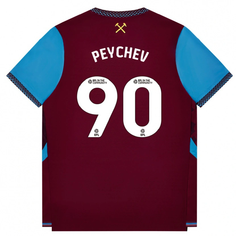 Danxen Heren Martin Peychev #90 Bordeaux Korenbloemblauw Thuisshirt Thuistenue 2026/27 T-Shirt België