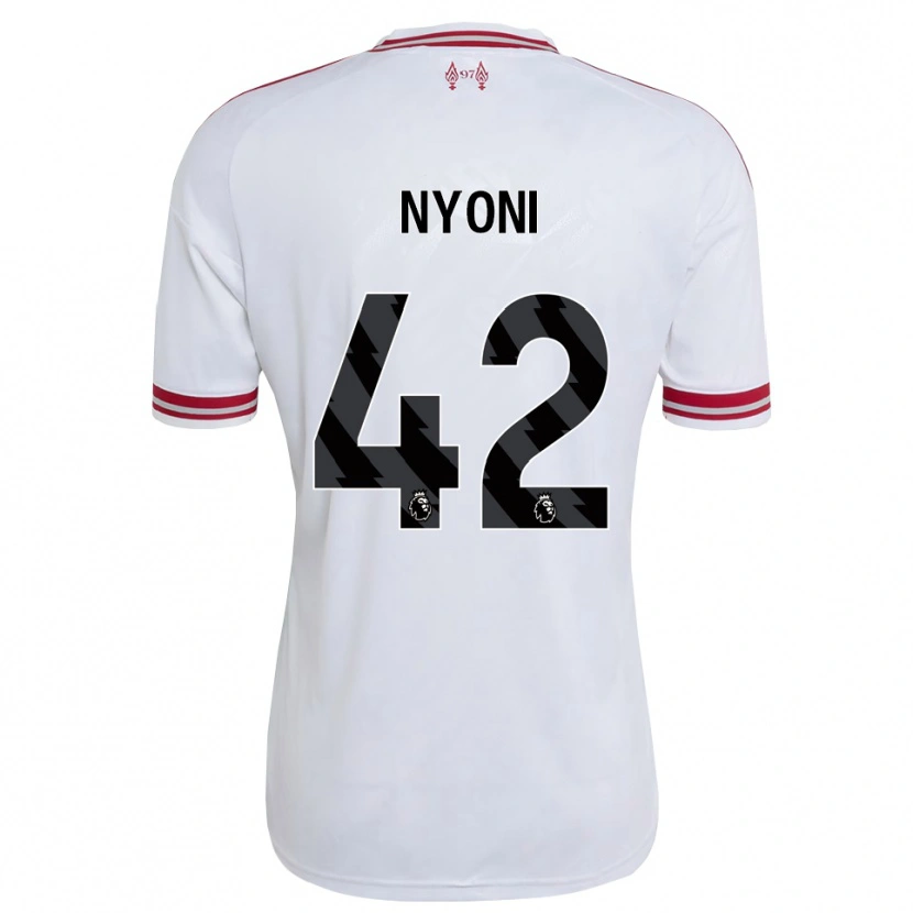 Danxen Heren Trey Nyoni #42 Rood Wit Uitshirt Uittenue 2026/27 T-Shirt België