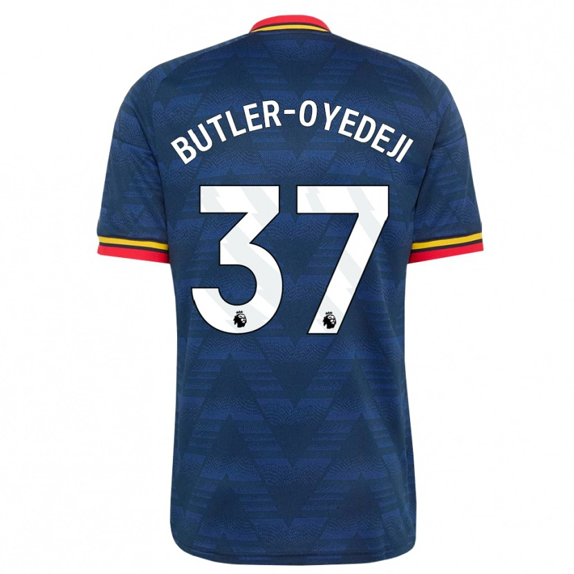 Danxen Heren Nathan Butler-Oyedeji #37 Middernachtblauw Geel Rood Uitshirt Uittenue 2026/27 T-Shirt België