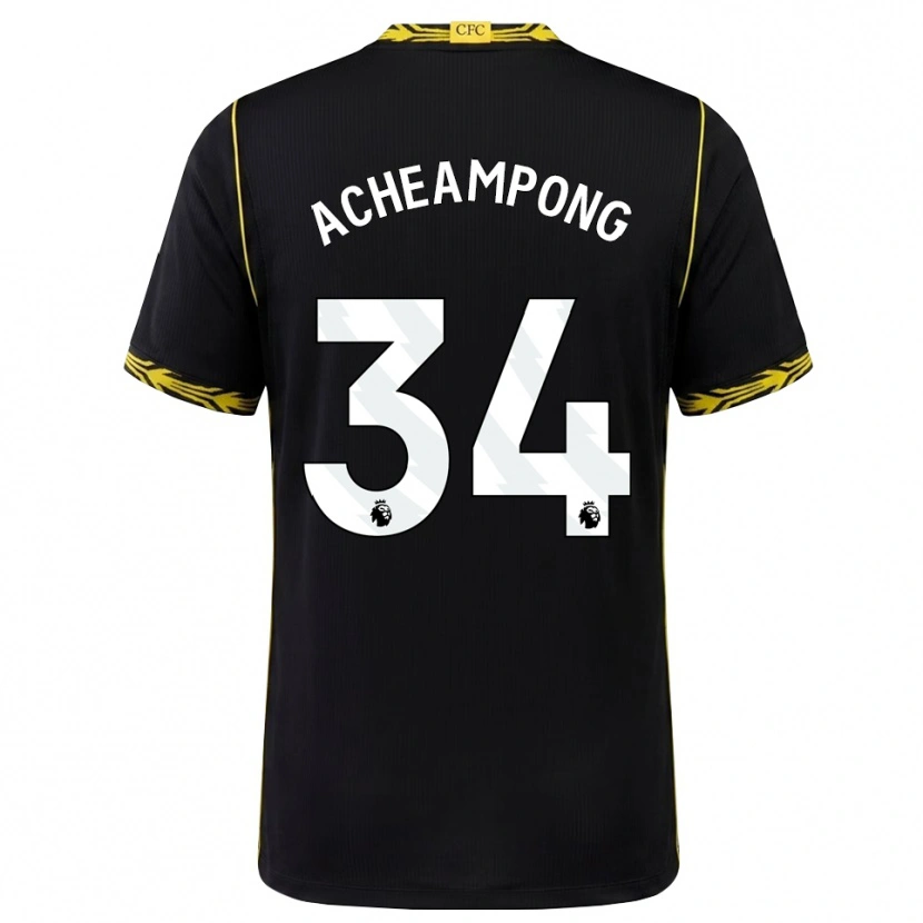 Danxen Heren Josh Acheampong #34 Zwart Geel Uitshirt Uittenue 2026/27 T-Shirt België