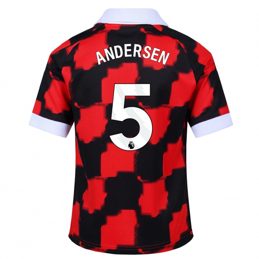 Danxen Heren Joachim Andersen #5 Rood Wit Zwart Uitshirt Uittenue 2026/27 T-Shirt België