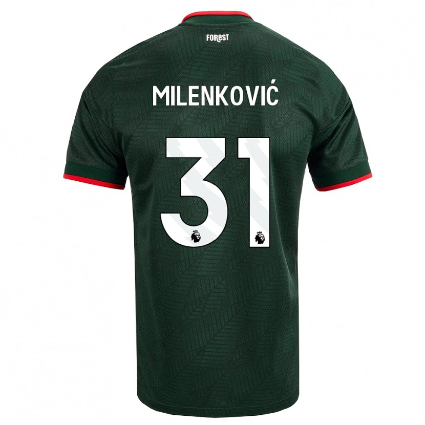 Danxen Heren Nikola Milenković #31 Donkergroen Rood Uitshirt Uittenue 2026/27 T-Shirt België