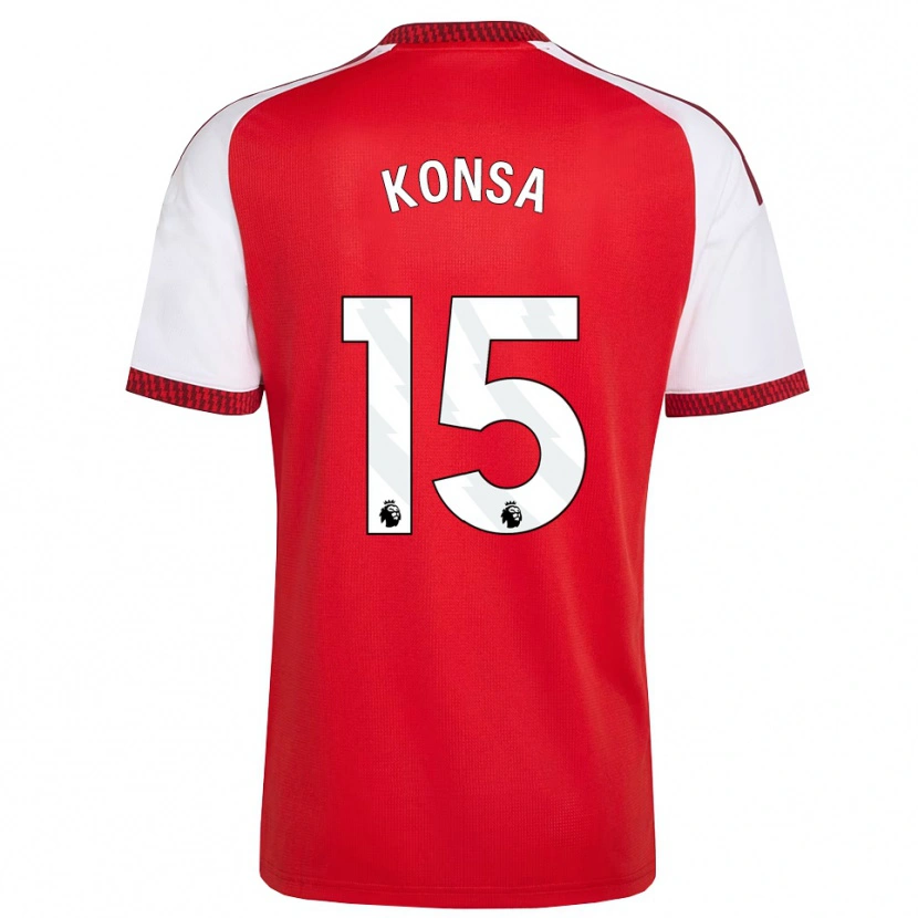 Danxen Dames Ezri Konsa #15 Rood Wit Zwart Thuisshirt Thuistenue 2026/27 T-Shirt België