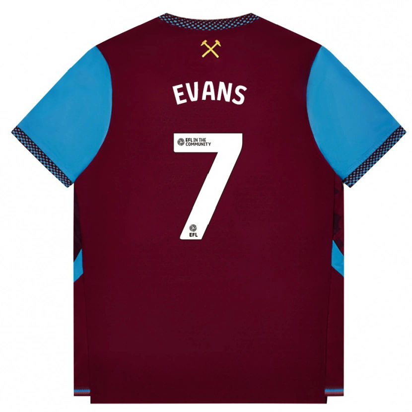 Danxen Dames Lisa Evans #7 Bordeaux Korenbloemblauw Thuisshirt Thuistenue 2026/27 T-Shirt België