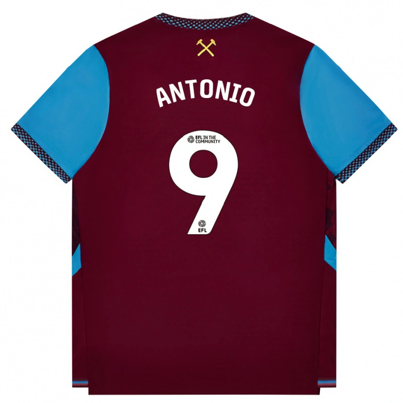 Danxen Dames Michail Antonio #9 Bordeaux Korenbloemblauw Thuisshirt Thuistenue 2026/27 T-Shirt België