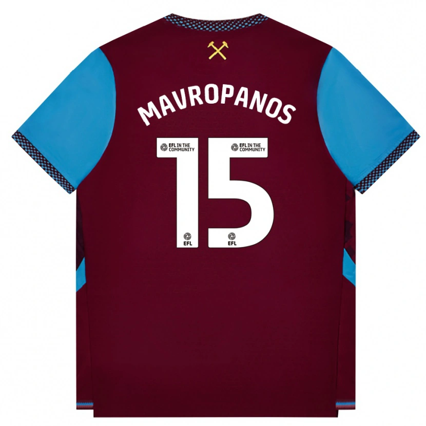 Danxen Dames Konstantinos Mavropanos #15 Bordeaux Korenbloemblauw Thuisshirt Thuistenue 2026/27 T-Shirt België