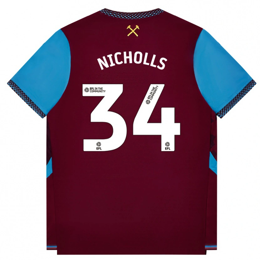 Danxen Dames Macey Nicholls #34 Bordeaux Korenbloemblauw Thuisshirt Thuistenue 2026/27 T-Shirt België