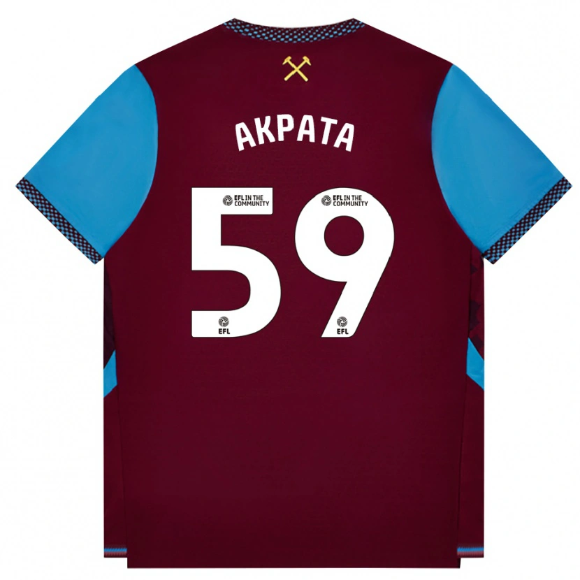 Danxen Dames Tyron Akpata #59 Bordeaux Korenbloemblauw Thuisshirt Thuistenue 2026/27 T-Shirt België