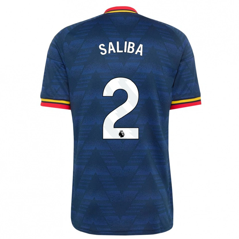Danxen Dames William Saliba #2 Middernachtblauw Geel Rood Uitshirt Uittenue 2026/27 T-Shirt België