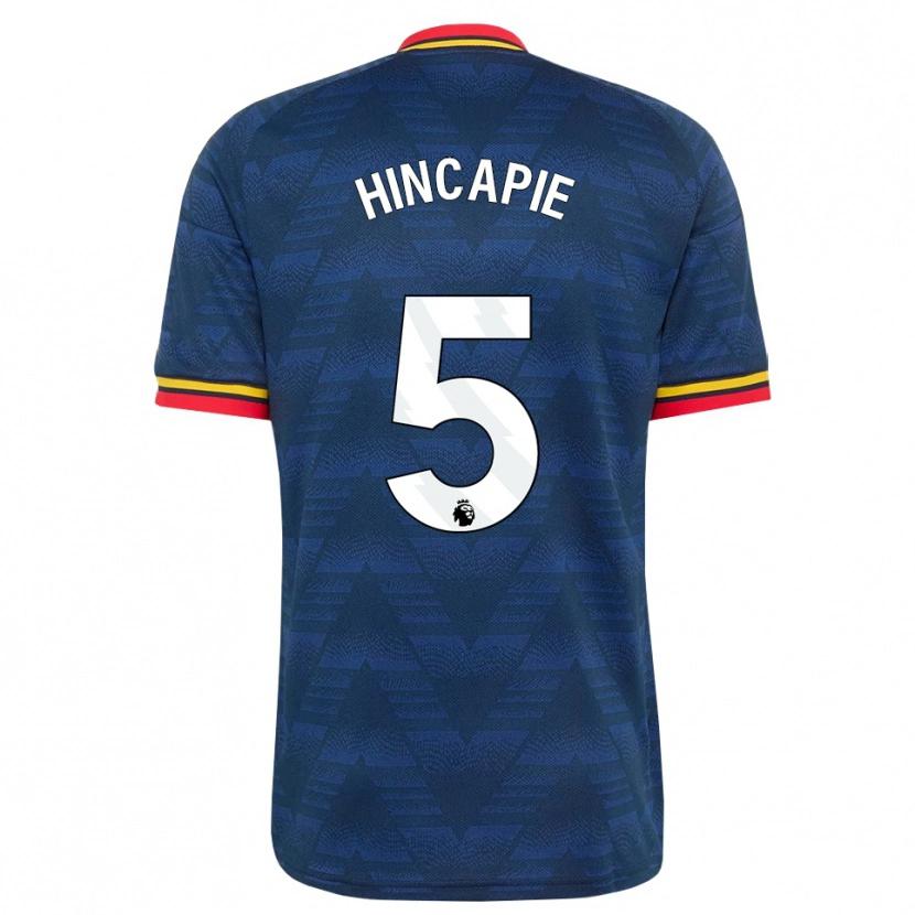 Danxen Dames Piero Hincapié #5 Middernachtblauw Geel Rood Uitshirt Uittenue 2026/27 T-Shirt België