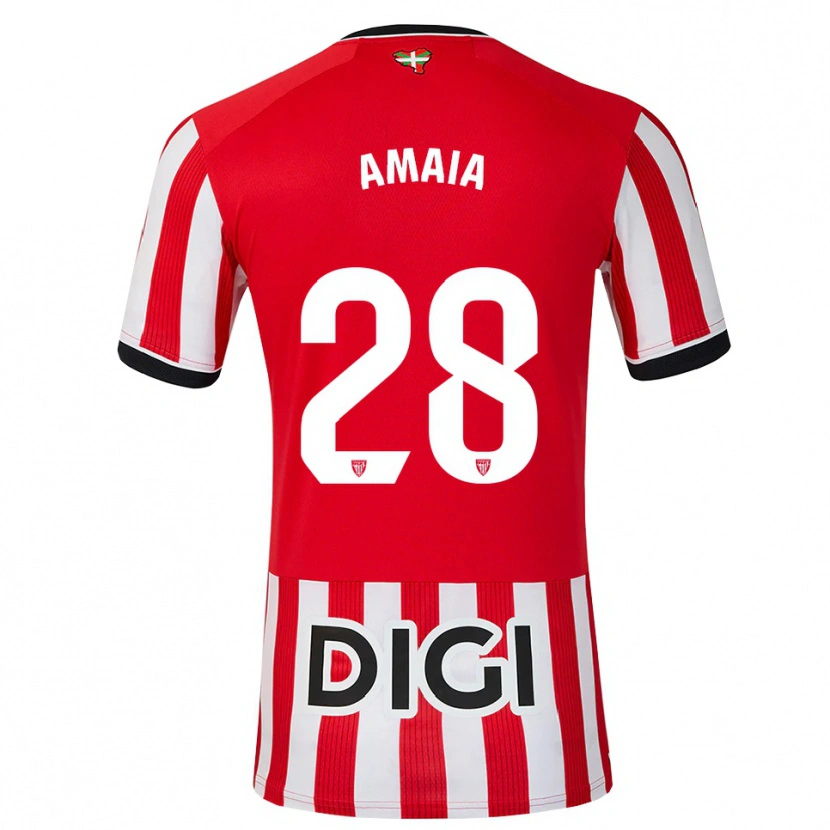 Danxen Kinderen Amaia Martinez De La Peña #28 Rood Zwart Wit Thuisshirt Thuistenue 2026/27 T-Shirt België