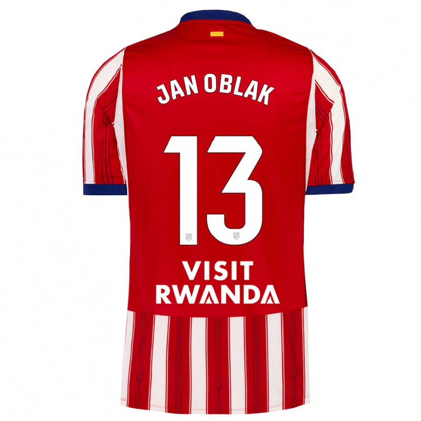 Danxen Kinderen Jan Oblak #13 Koninklijk Blauw Rood Wit Thuisshirt Thuistenue 2026/27 T-Shirt België
