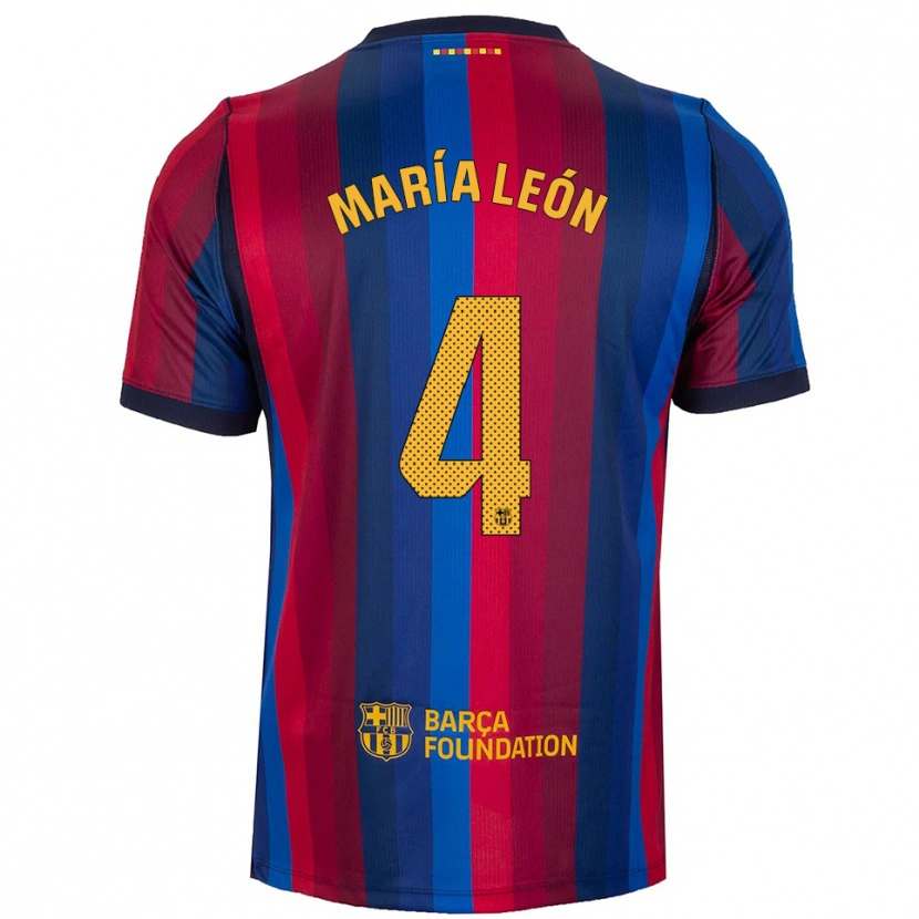 Danxen Kinderen María Pilar León #4 Koninklijk Blauw Rood Geel Thuisshirt Thuistenue 2026/27 T-Shirt België