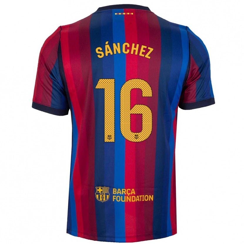 Danxen Kinderen Edu Sánchez #16 Koninklijk Blauw Rood Geel Thuisshirt Thuistenue 2026/27 T-Shirt België