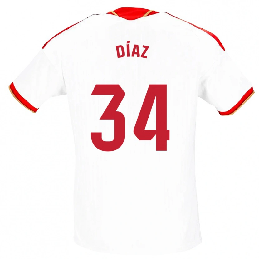 Danxen Kinderen Mario Díaz #34 Wit Rood Thuisshirt Thuistenue 2026/27 T-Shirt België