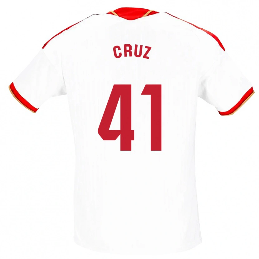 Danxen Kinderen Jesús Cruz #41 Wit Rood Thuisshirt Thuistenue 2026/27 T-Shirt België