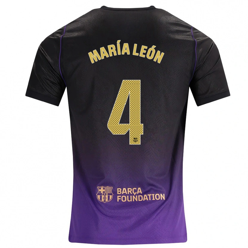 Danxen Kinderen María Pilar León #4 Paars Geel Zwart Uitshirt Uittenue 2026/27 T-Shirt België