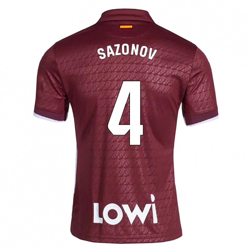 Danxen Kinderen Saba Sazonov #4 Donkerrood Wit Uitshirt Uittenue 2026/27 T-Shirt België