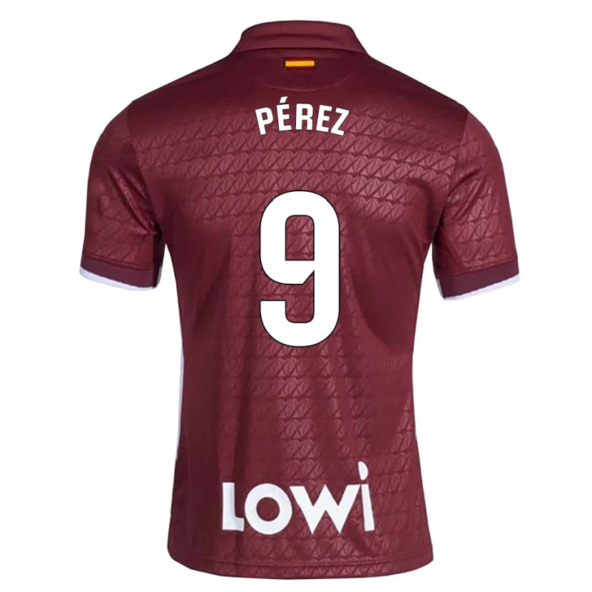 Danxen Kinderen Joselu Pérez #9 Donkerrood Wit Uitshirt Uittenue 2026/27 T-Shirt België