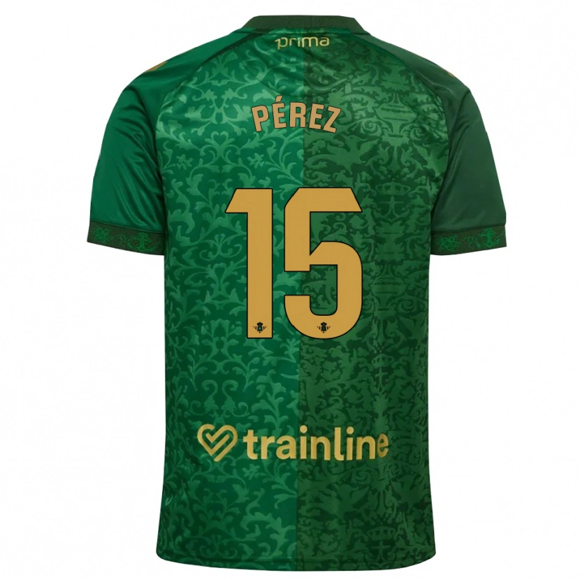 Danxen Kinderen Álex Pérez #15 Bosgroen Donker Goudenrood Uitshirt Uittenue 2026/27 T-Shirt België