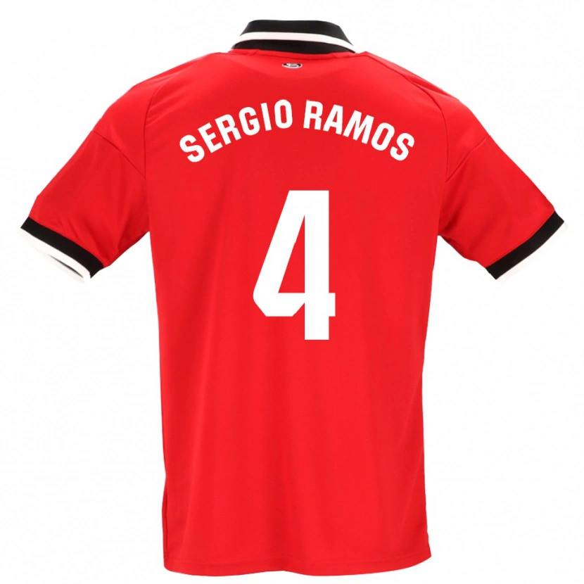 Danxen Kinderen Sergio Ramos #4 Zwart Wit Rood Uitshirt Uittenue 2026/27 T-Shirt België