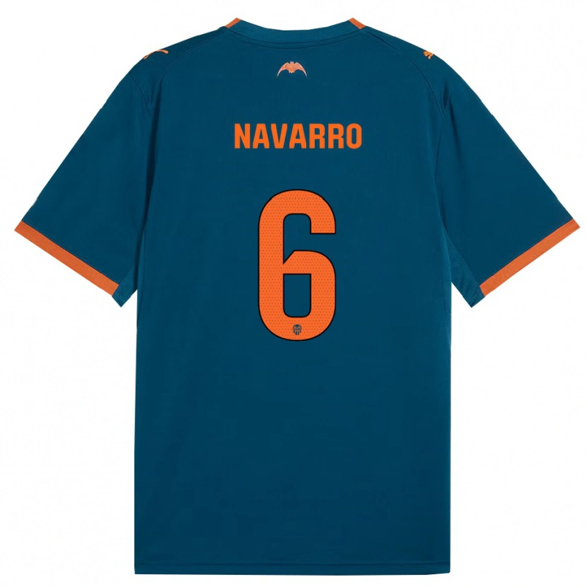Danxen Kinderen Javi Navarro #6 Staalblauw Oranje Uitshirt Uittenue 2026/27 T-Shirt België
