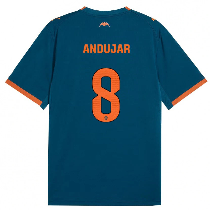 Danxen Kinderen Candela Andujar #8 Staalblauw Oranje Uitshirt Uittenue 2026/27 T-Shirt België