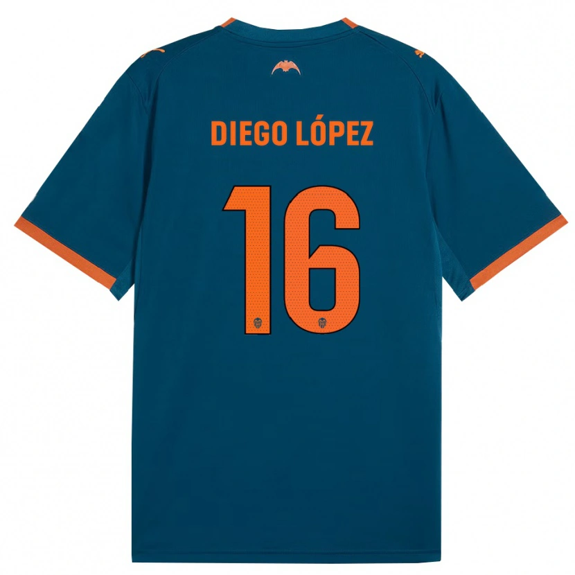 Danxen Kinderen Diego López #16 Staalblauw Oranje Uitshirt Uittenue 2026/27 T-Shirt België