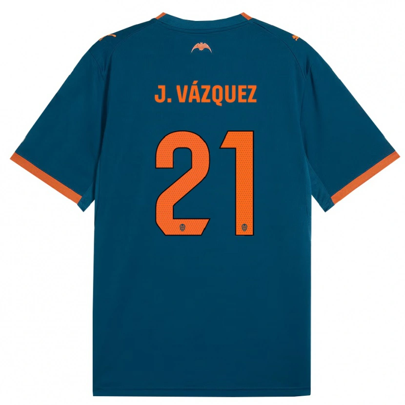 Danxen Kinderen Jesús Vázquez #21 Staalblauw Oranje Uitshirt Uittenue 2026/27 T-Shirt België