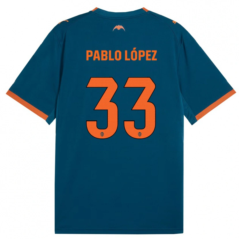 Danxen Kinderen Pablo López #33 Staalblauw Oranje Uitshirt Uittenue 2026/27 T-Shirt België