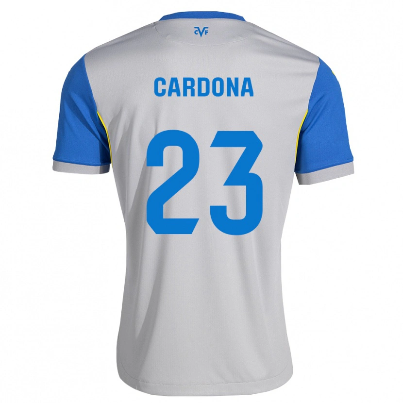 Danxen Kinderen Sergi Cardona #23 Dodgerblauw Grijs Uitshirt Uittenue 2026/27 T-Shirt België