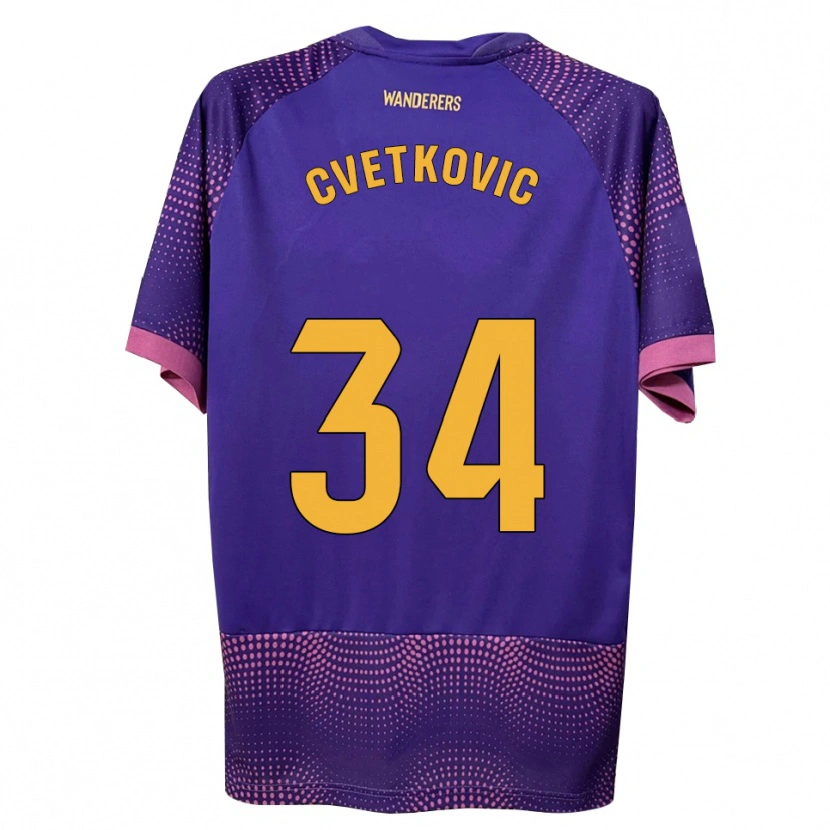 Danxen Kinderen Novak Cvetkovic #34 Paars Wit Roze Uitshirt Uittenue 2026/27 T-Shirt België